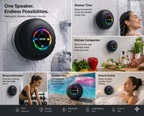 Mini Bluetooth Shower Speaker with RGB Lights | Waterproof Suction Cup | Wireless Bathroom Music Player with Mic