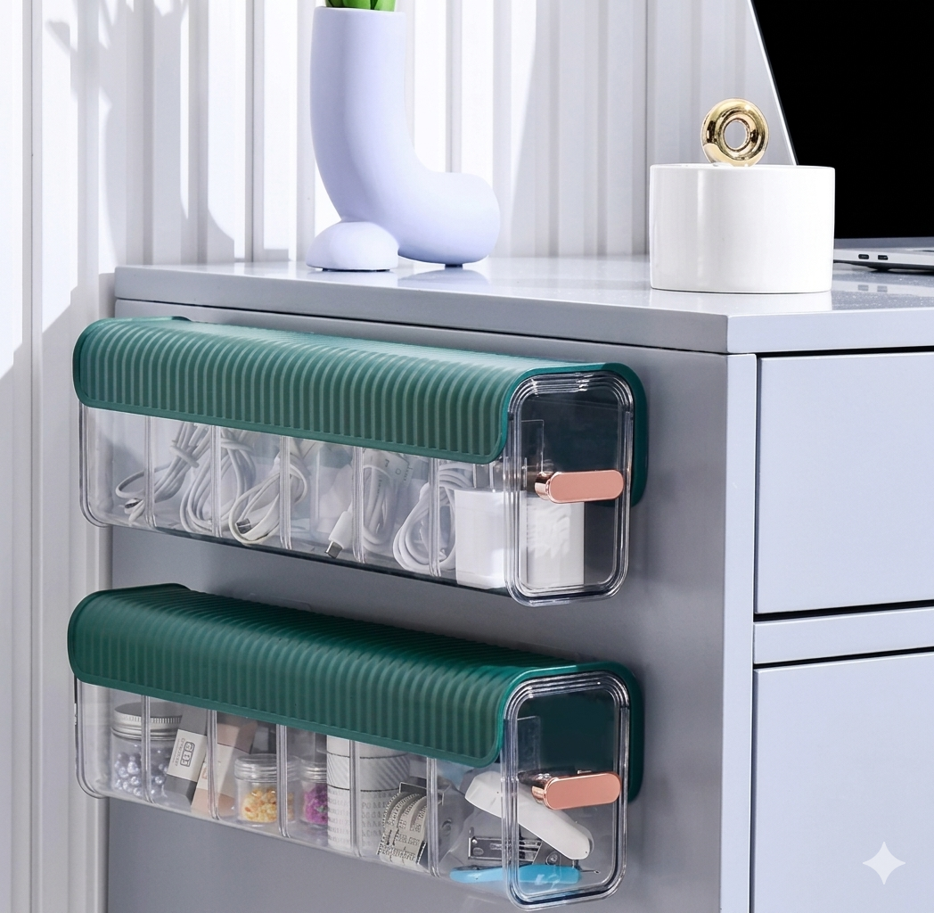 6-Cell Wall Mount Drawer Organizer – Acrylic Storage Box for Socks, Underwear & Accessories
