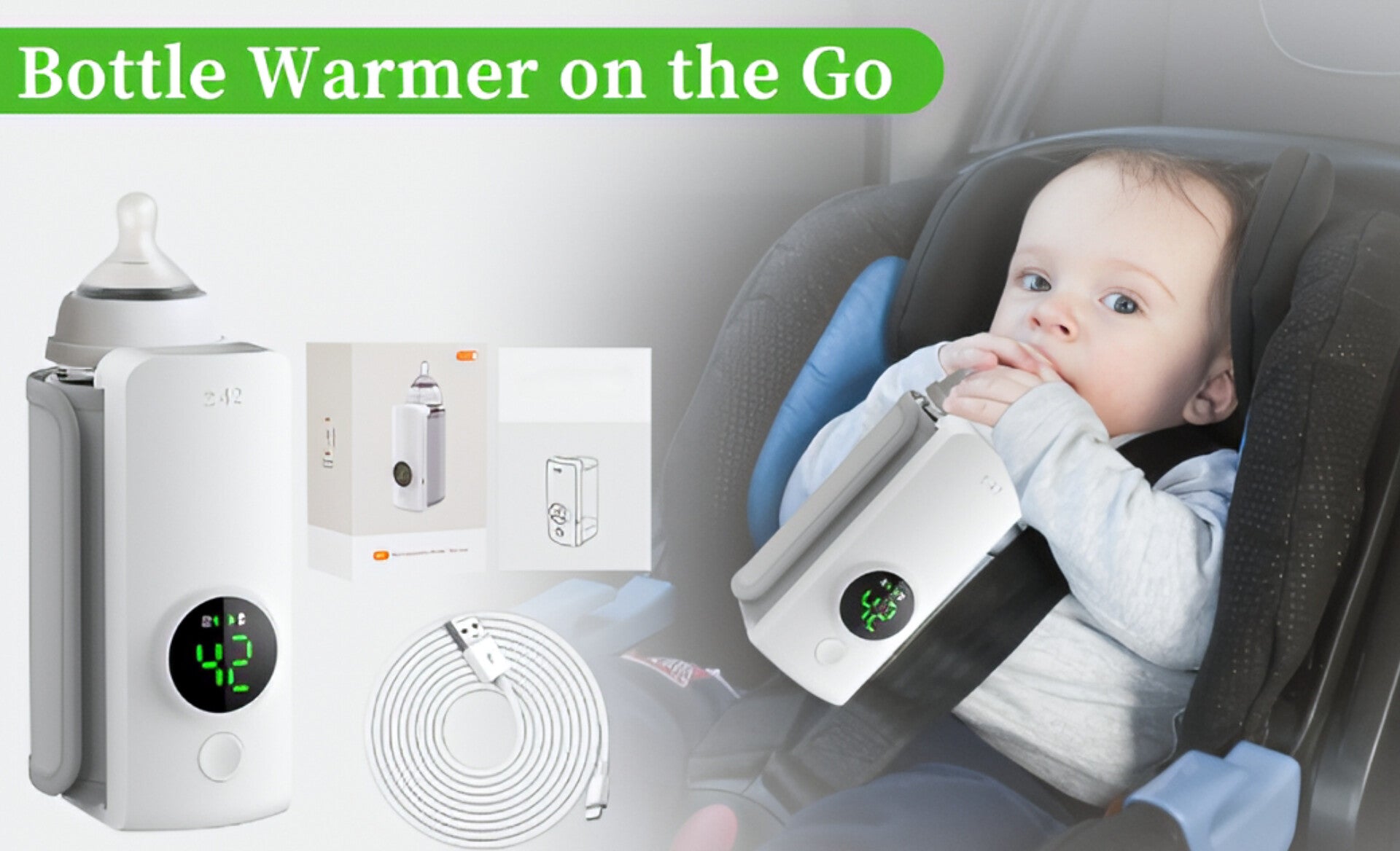 Portable Baby Bottle Warmer with Temperature Display | Fast & Safe Milk Heating