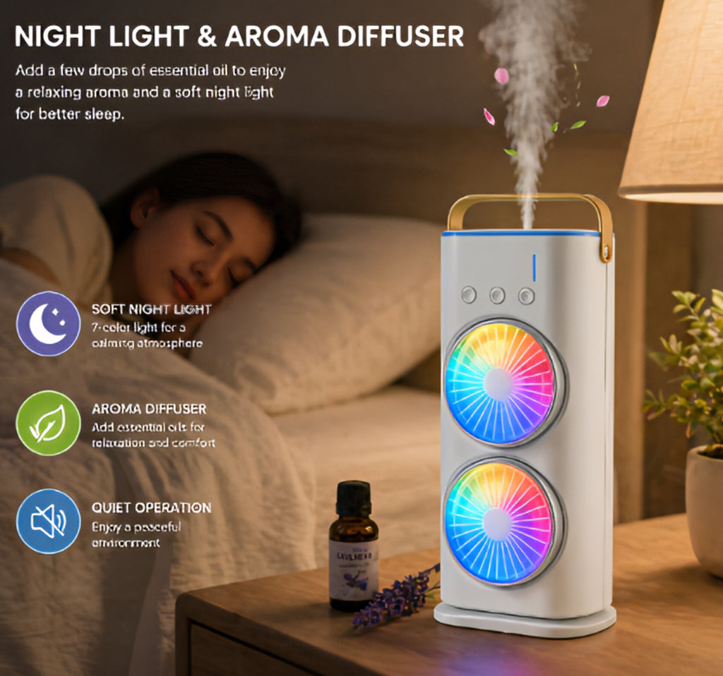 Portable Mini Air Cooler with Dual Mist & Remote Control