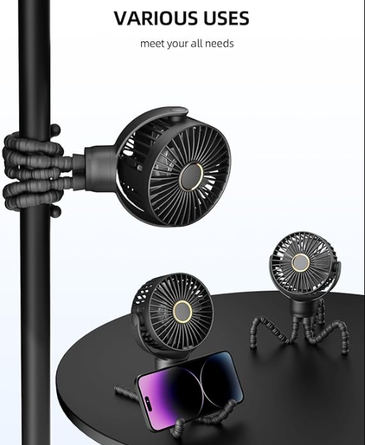 Multi-Use Stroller Cooling Fan – Flexible, Rechargeable & Baby-Safe Breeze