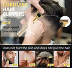Professional Cordless Hair Trimmer for Men – Dragon Style T-Blade Grooming Kit (Gold)