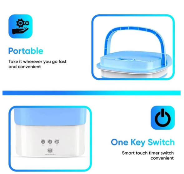Portable Mini Washing Machine – Foldable Top Load, 2 kg Capacity with Spinner & Dryer